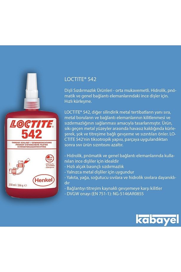 Loctite 542 250ml Dişli Sızdırmazlık Ürünü