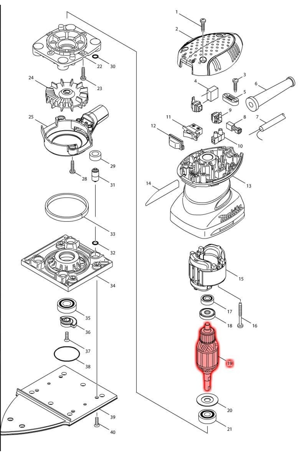 Makita Bo4565 Endüvi Rotor Kollektör Ürün Kodu 515708-8