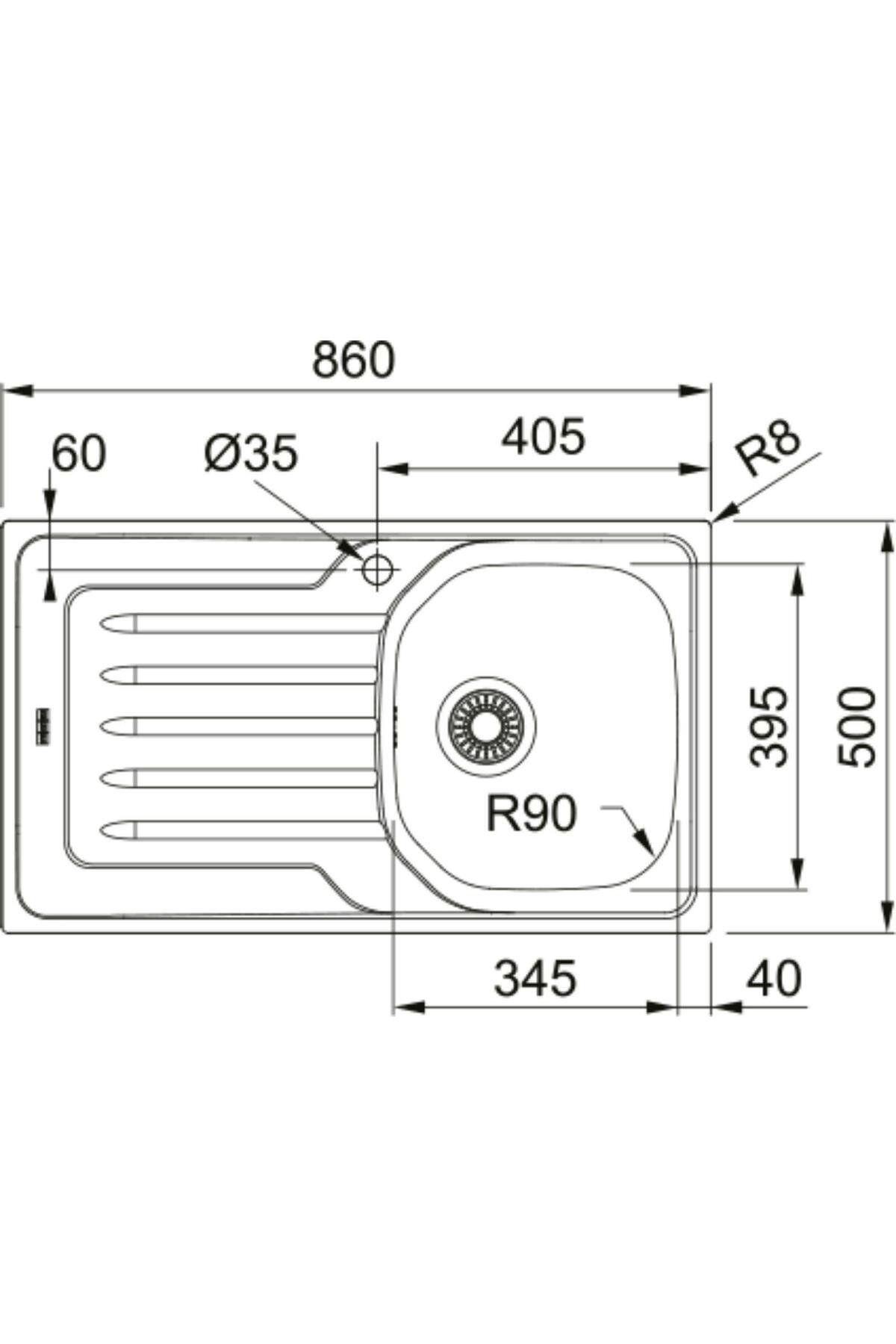 Onda Line OLL 611-86 Dekorlu Sol Damlalıklı Paslanmaz Çelik Mutfak Eviyesi 86x50 cm