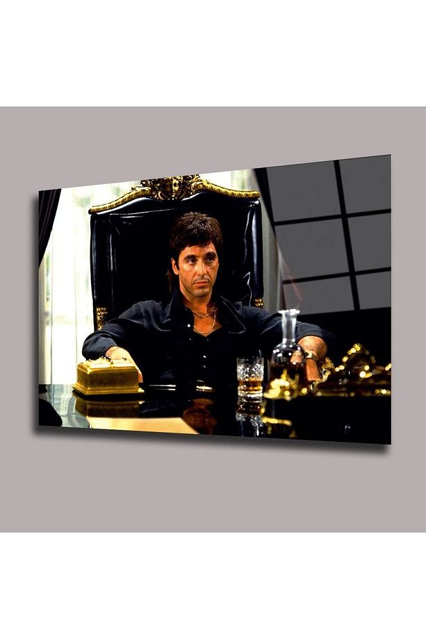 Scarface Tony Montana Alpaçino Sinema Ve Ünlüler Cam Tablo #PCT0927