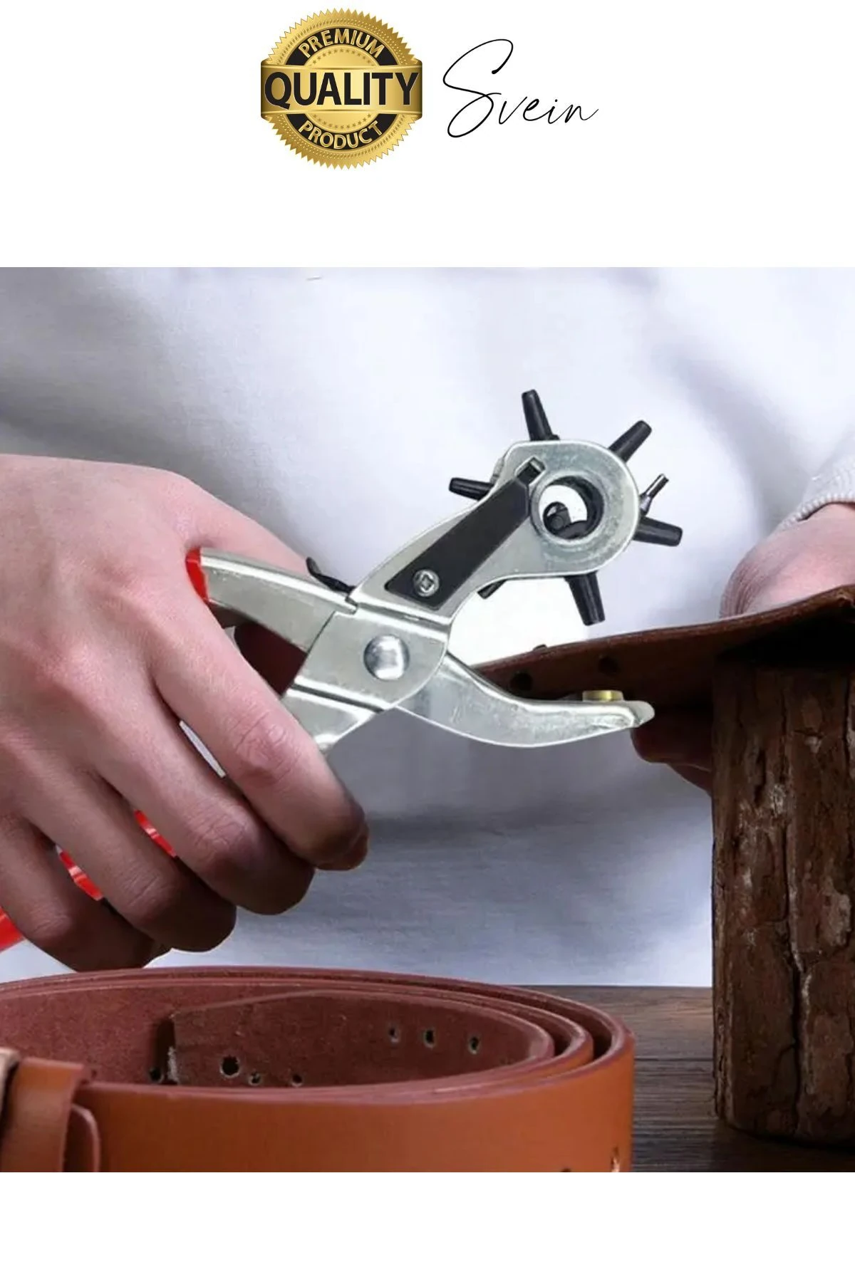 6 Uçlu Kemer ve Deri Delme Delici Aleti Ergonomik Saplı Metal Çelik Delgeç Hızlı Pratik Kolay Zımba