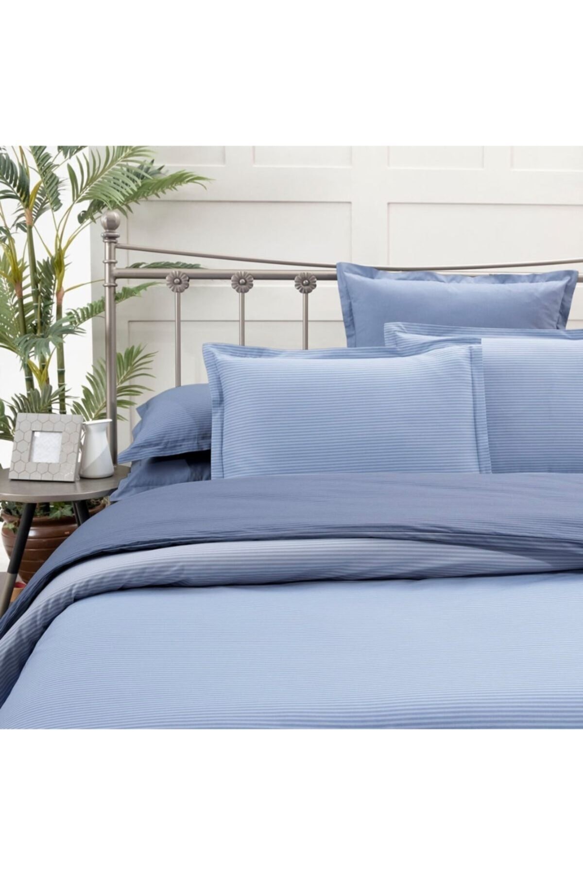 Fancy Stripe Nevresim Takımı King Size Vr4 Mavi