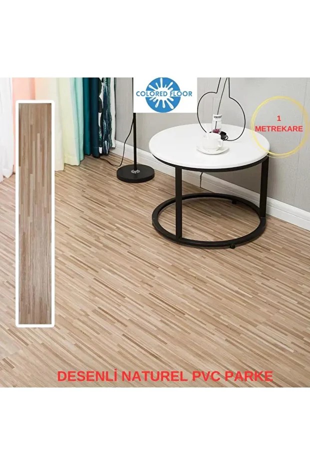 Yapışkanlı Desenli Naturel PVC Floor Esnek Zemin Yer Döşeme Parke Salon Ofis Otel Karavan Parke-P13