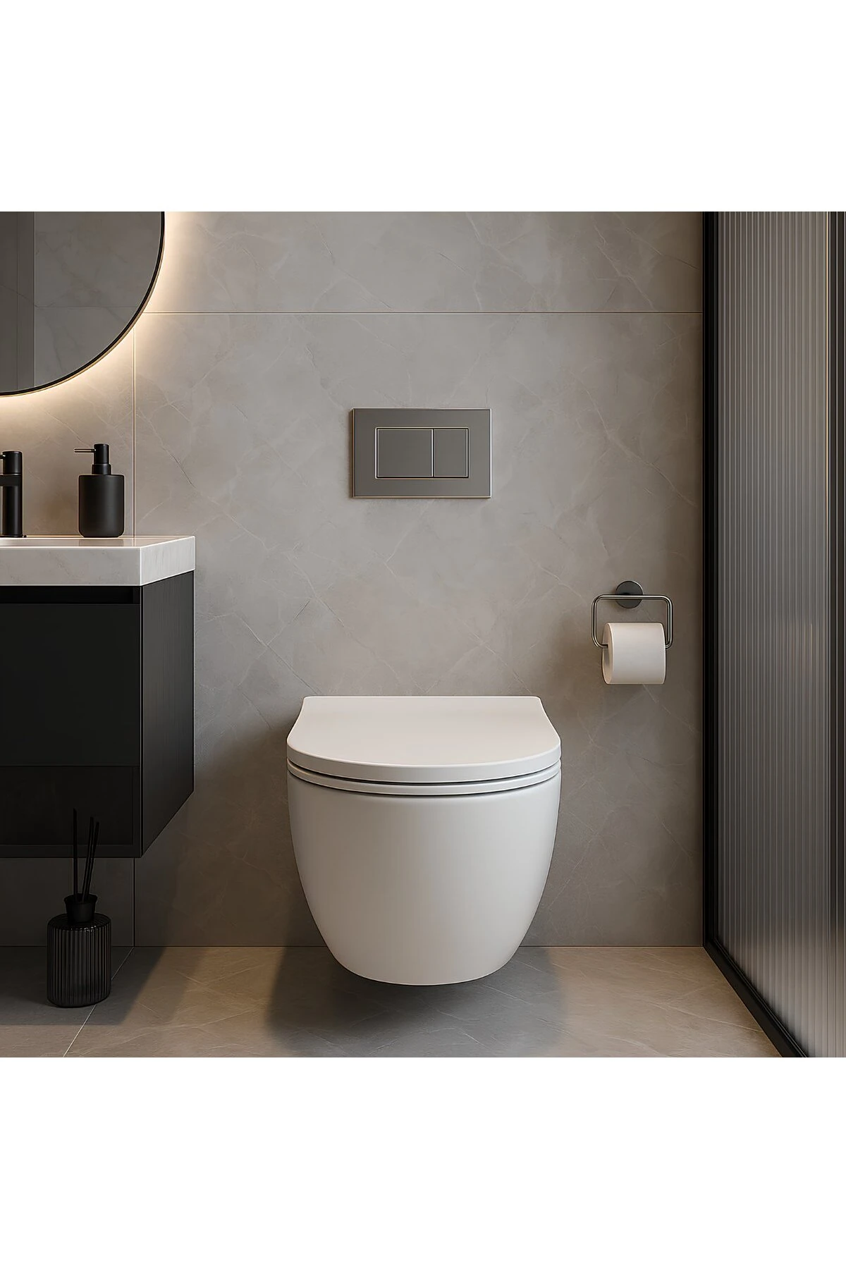 Rondo Beyaz Kanallı Asma Klozet RND5508, Nkp Grande Yavaş Kapak