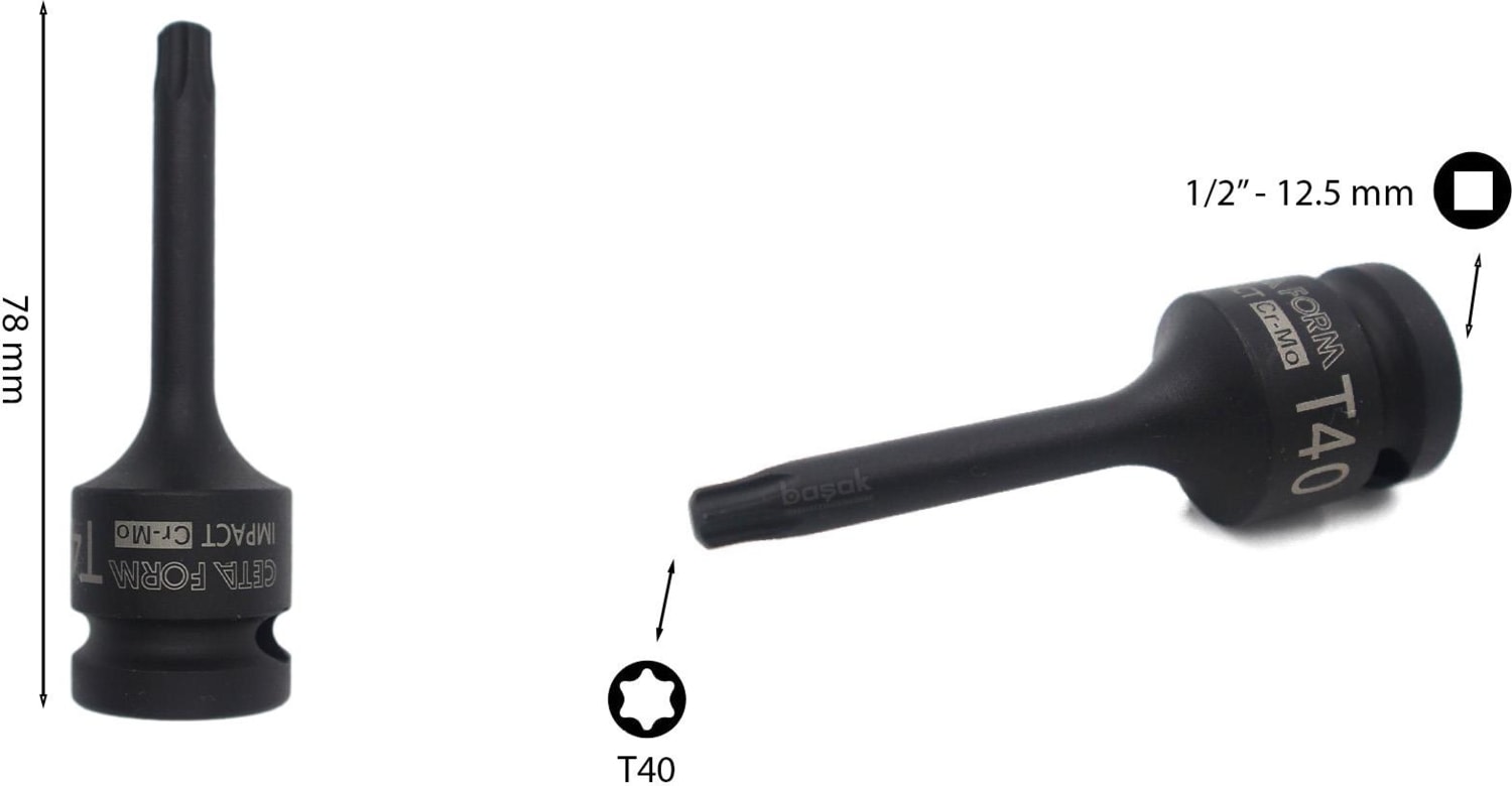 T40 1/2” Havalı Torx Uçlu Lokma Anahtar C68-T40