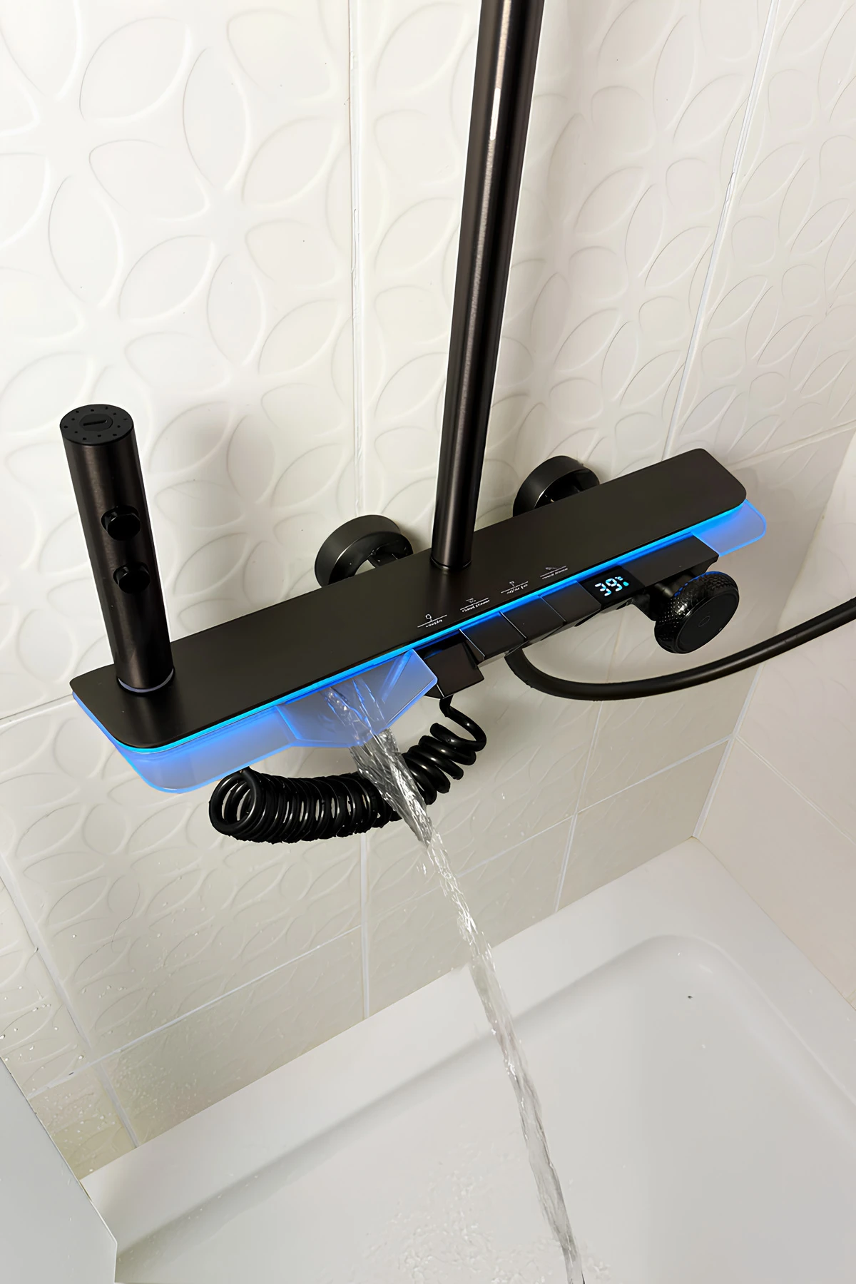 Dijital Led Göstergeli Piyano Akıllı Lüks Şelale Duş Seti Yağmur Tepe Duş Seti - Vlns