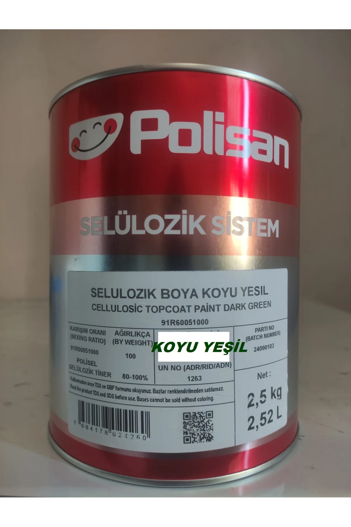 POLİSAN SELÜLOZİK BOYA KOYU YEŞİL 2,5 LİTRE KOD :6005