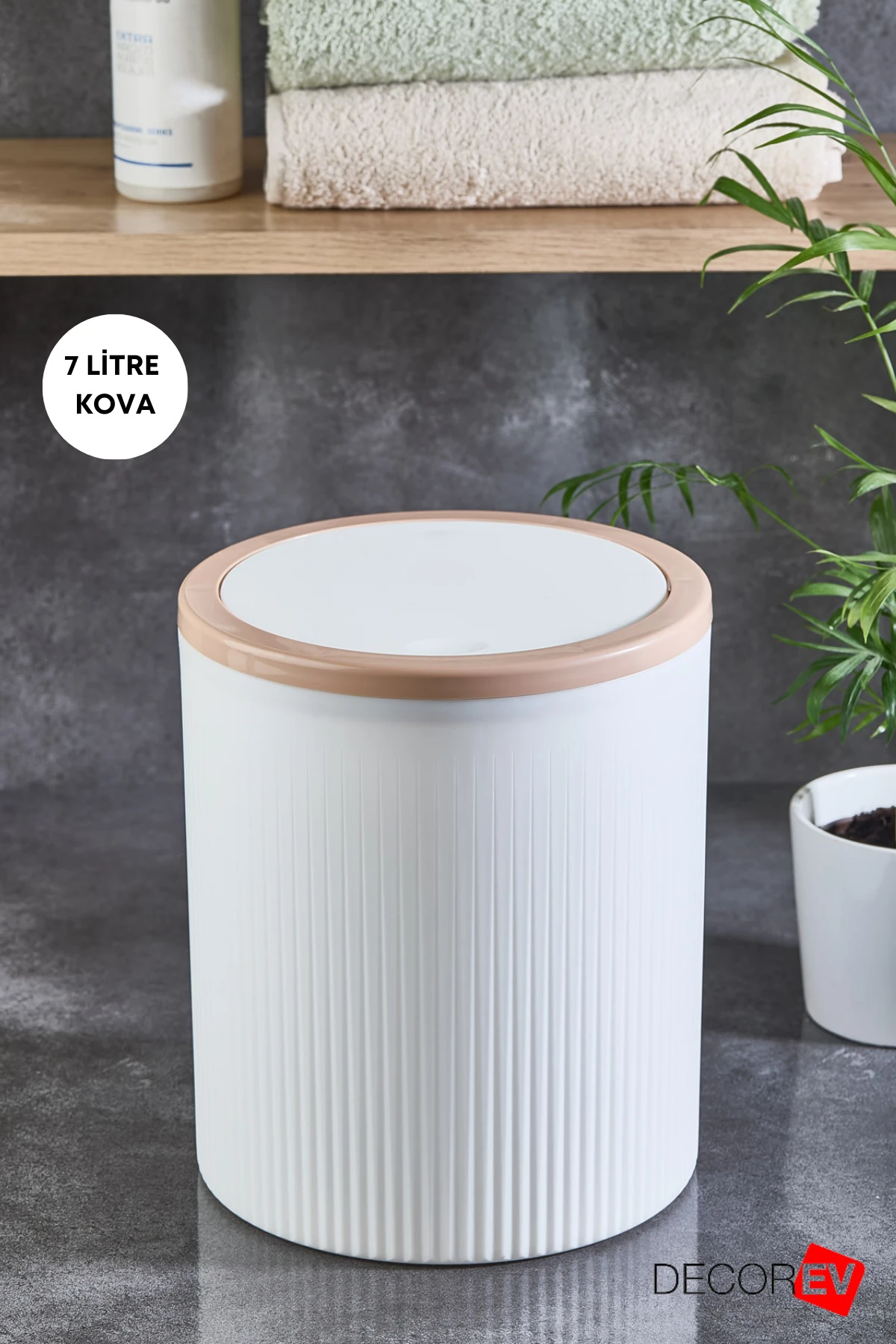 Lüks Ahşap Desenli Banyo Mutfak Çöp Kovası