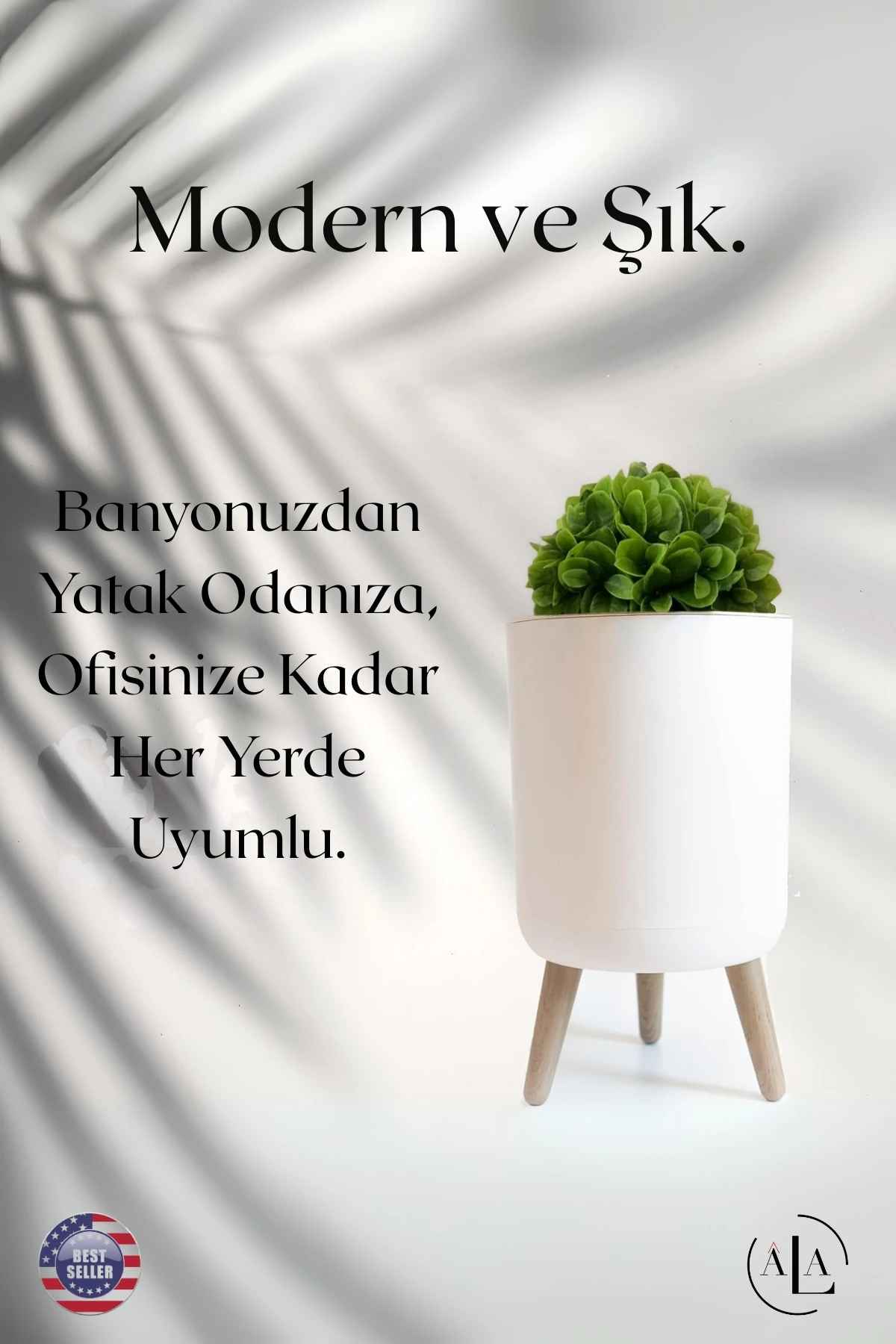 Özel Tasarım Yapay Bitkili Çöp Kovası Çöp Kutusu Banyo Tuvalet Wc Çöp Kovası Kapaklı