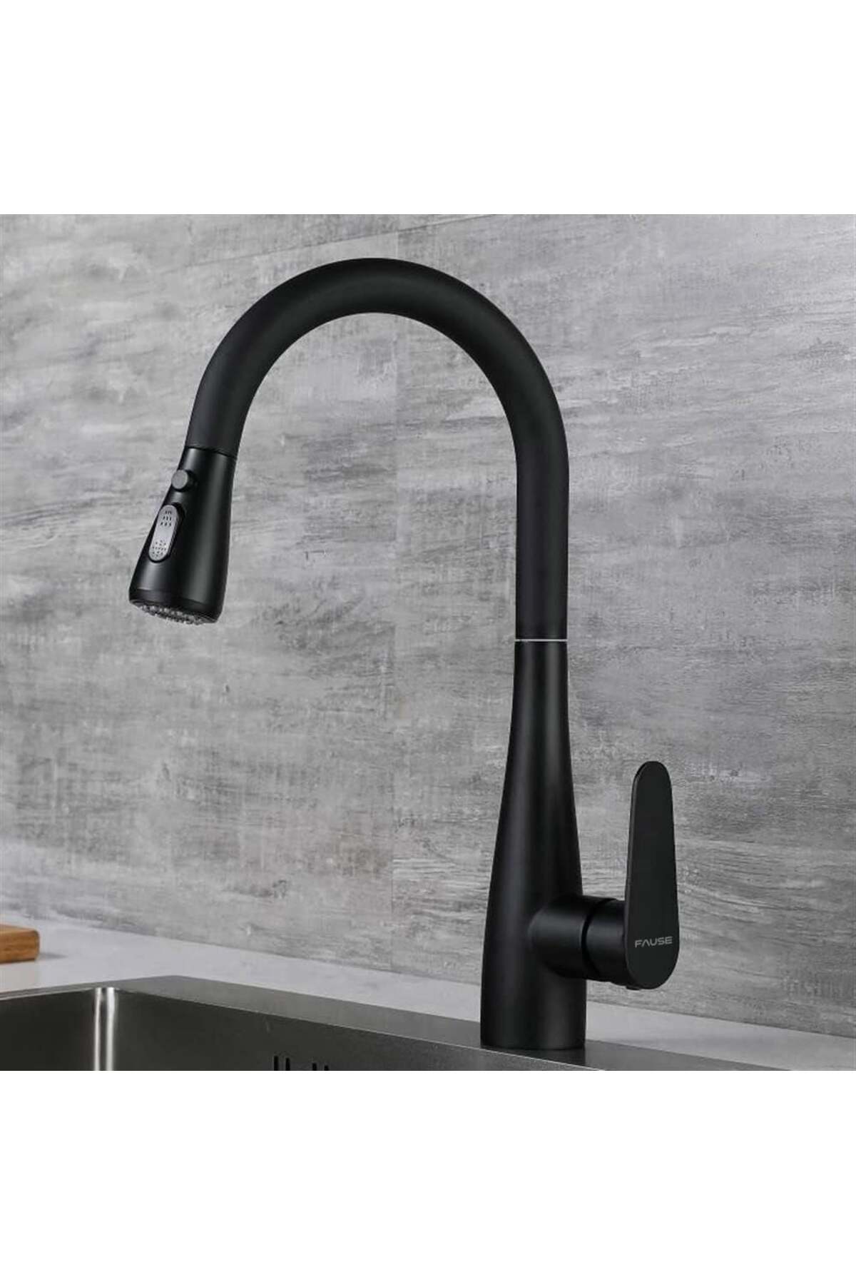 Spiralli Eviye Bataryası Pull Down 3 Fonksiyonlu Siyah KTE125-B