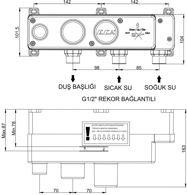 Novita Ankastre Banyo Bataryası 2 Parça Set / 3 Yollu (102167314H-K+102166303H)