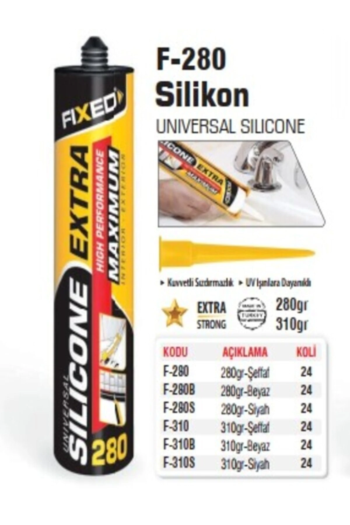 F-280 Silikon 280gr Şeffaf (24ADET)