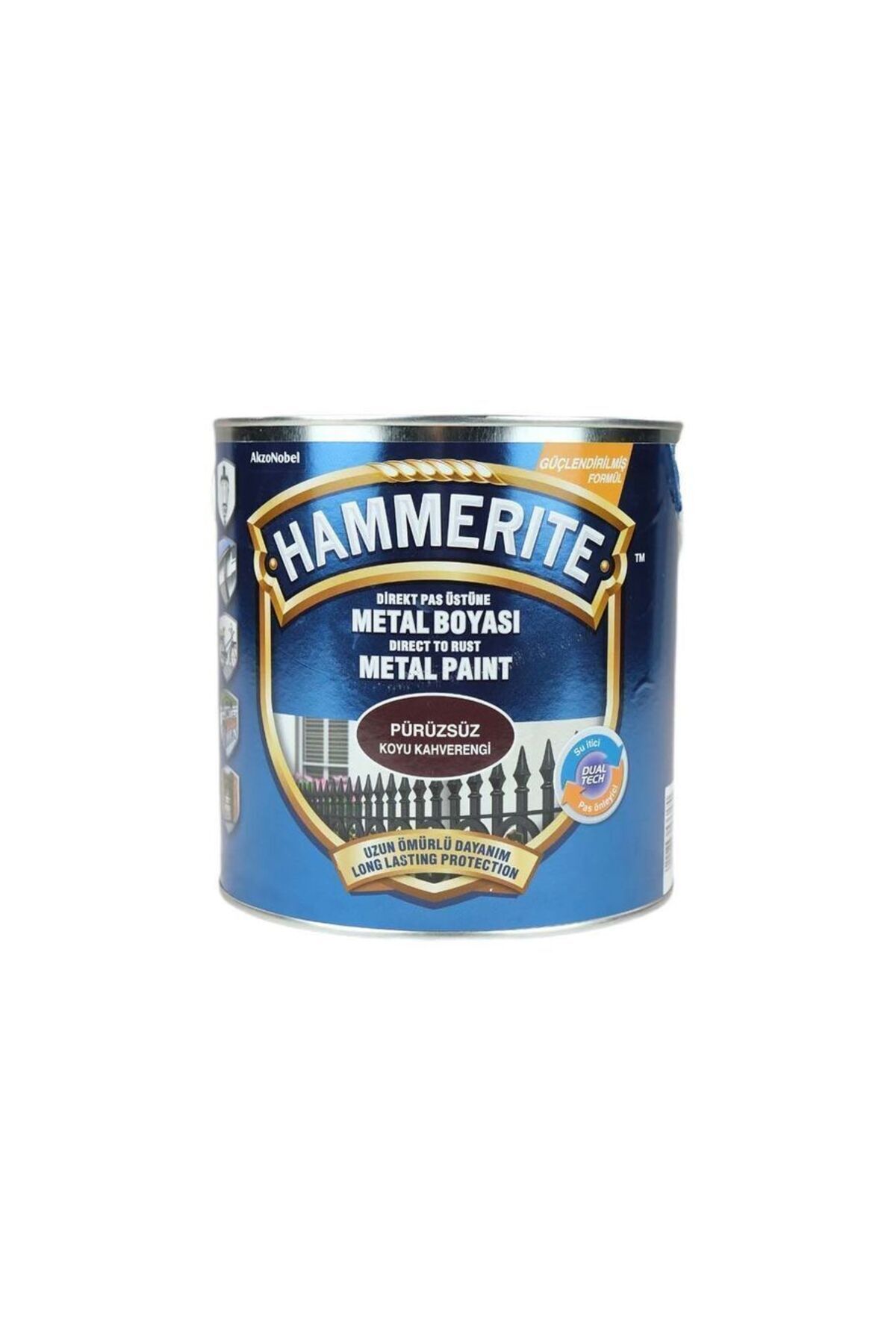 Hammerite Pas Üstü Metal Boyası Düz Koyu Kahverengi 0,75lt