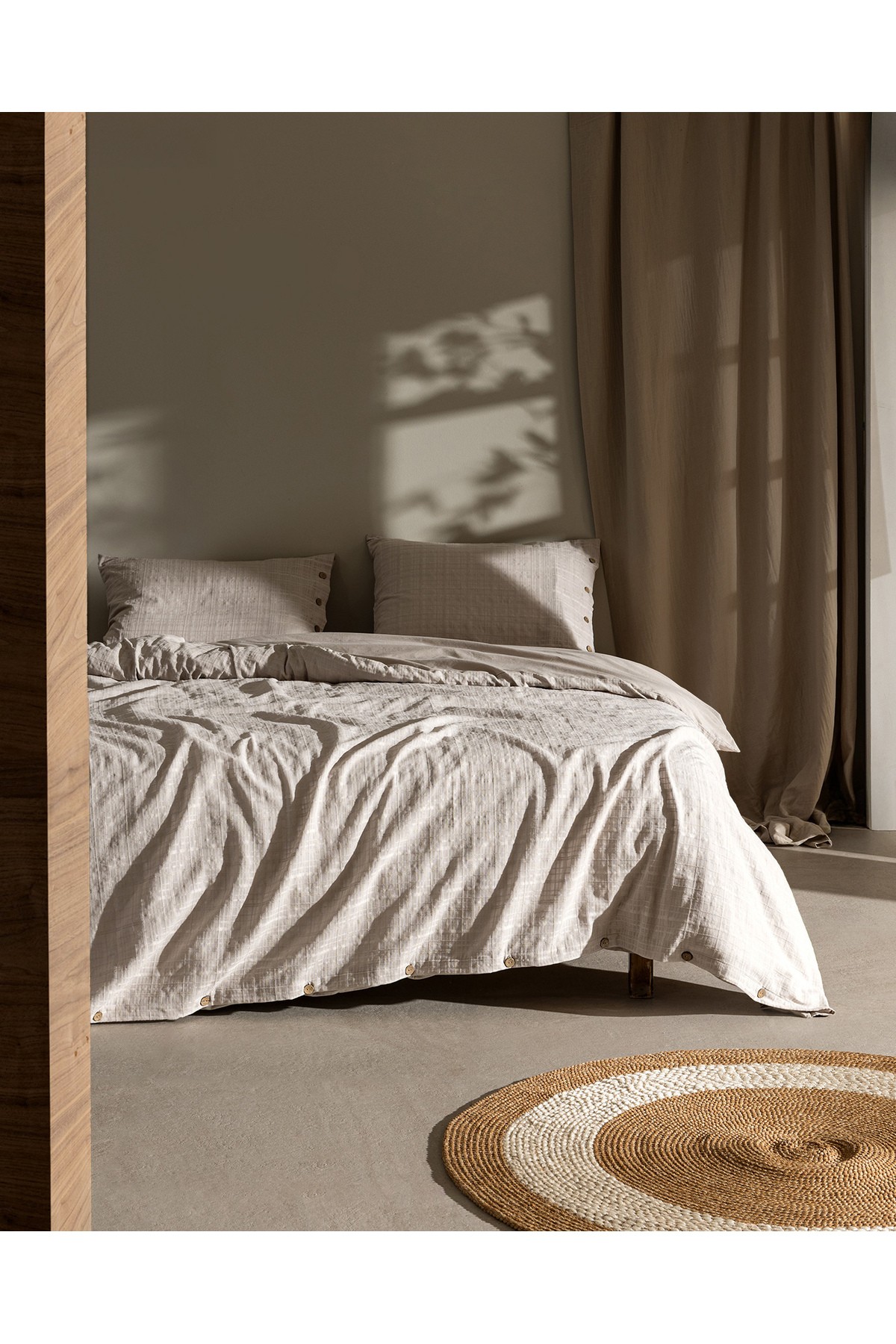 Lumiere King Size %100 Pamuk Armürlü Nevresim Takımı - Beyaz