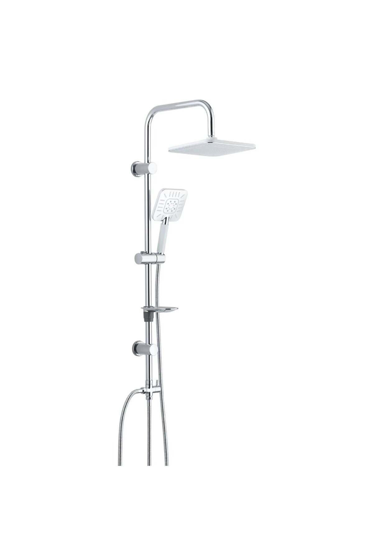 Niobe Banyo Bataryası T-may Banyo Çamlıca Kare Tepe Duş Takımı Seti Krom Paslanmaz