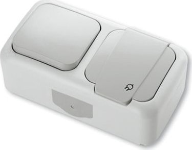 Palmiye Yatay Ikili Kombine Anahtar + Topraklı Priz