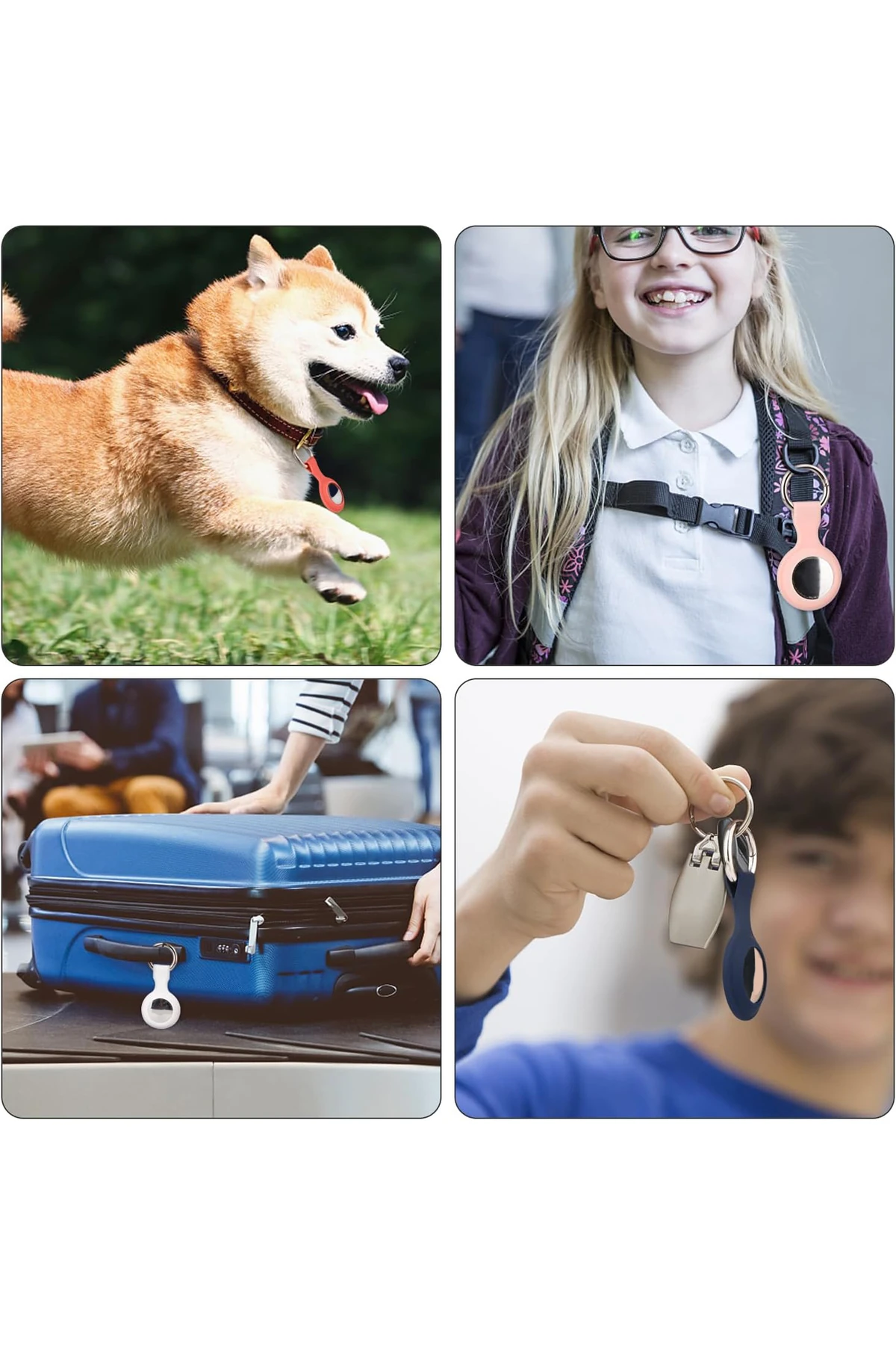 AirTag Uyumlu 4’lü Silikon Kılıf Seti Anahtarlık Arkası Kapalı Düşmez Yıkanabilir