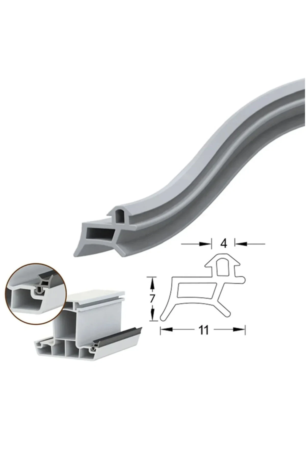 Pimapen Contası Gri Kapı Pencere Fitili 10 Metre Pvc Pimapen Fitili Bütün Markalara Uyumlu