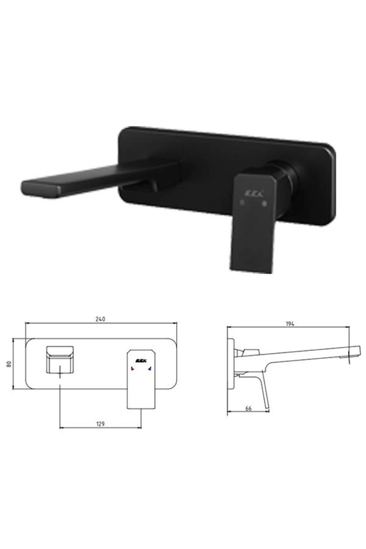 Tiera Ankastre Lavabo Bataryası Mat Siyah Set (102167605C1-K+102166601C1)