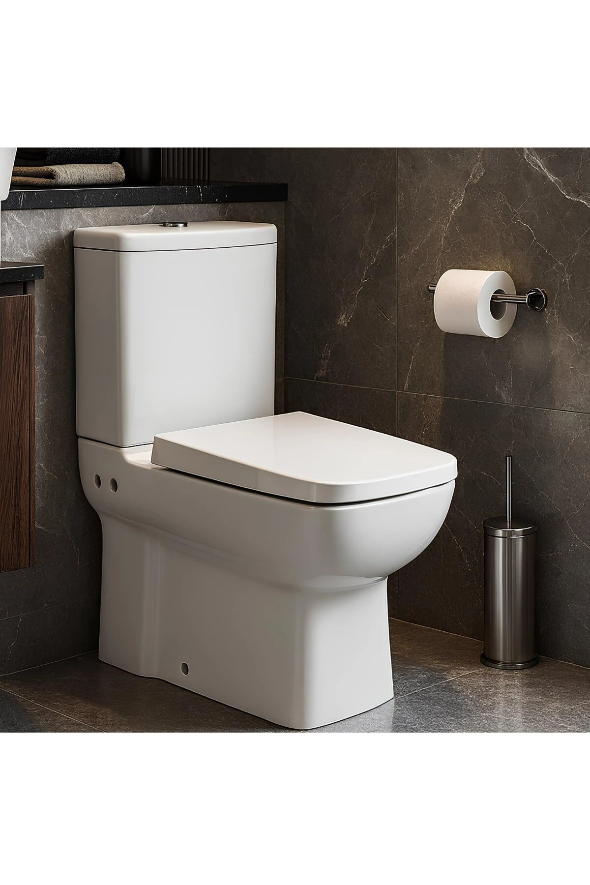 Turavit Plaza Beyaz Kanallı Duvara Sıfır Klozet Takımı PLZ1708, Nkp Yavaş Kapak