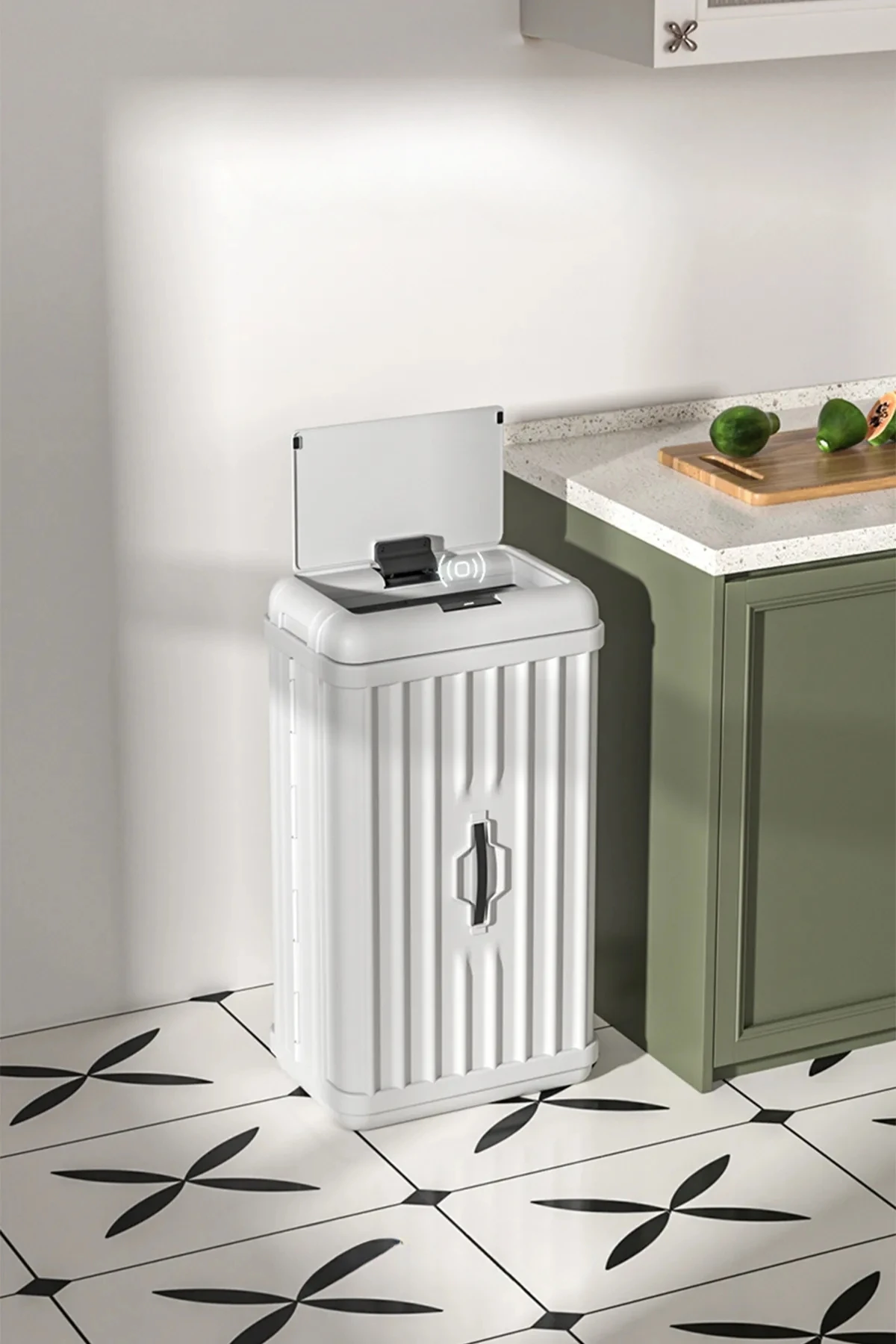 Sensörlü Dekoratif Katlanabilir Plastik Çöp Kovası, 50 lt