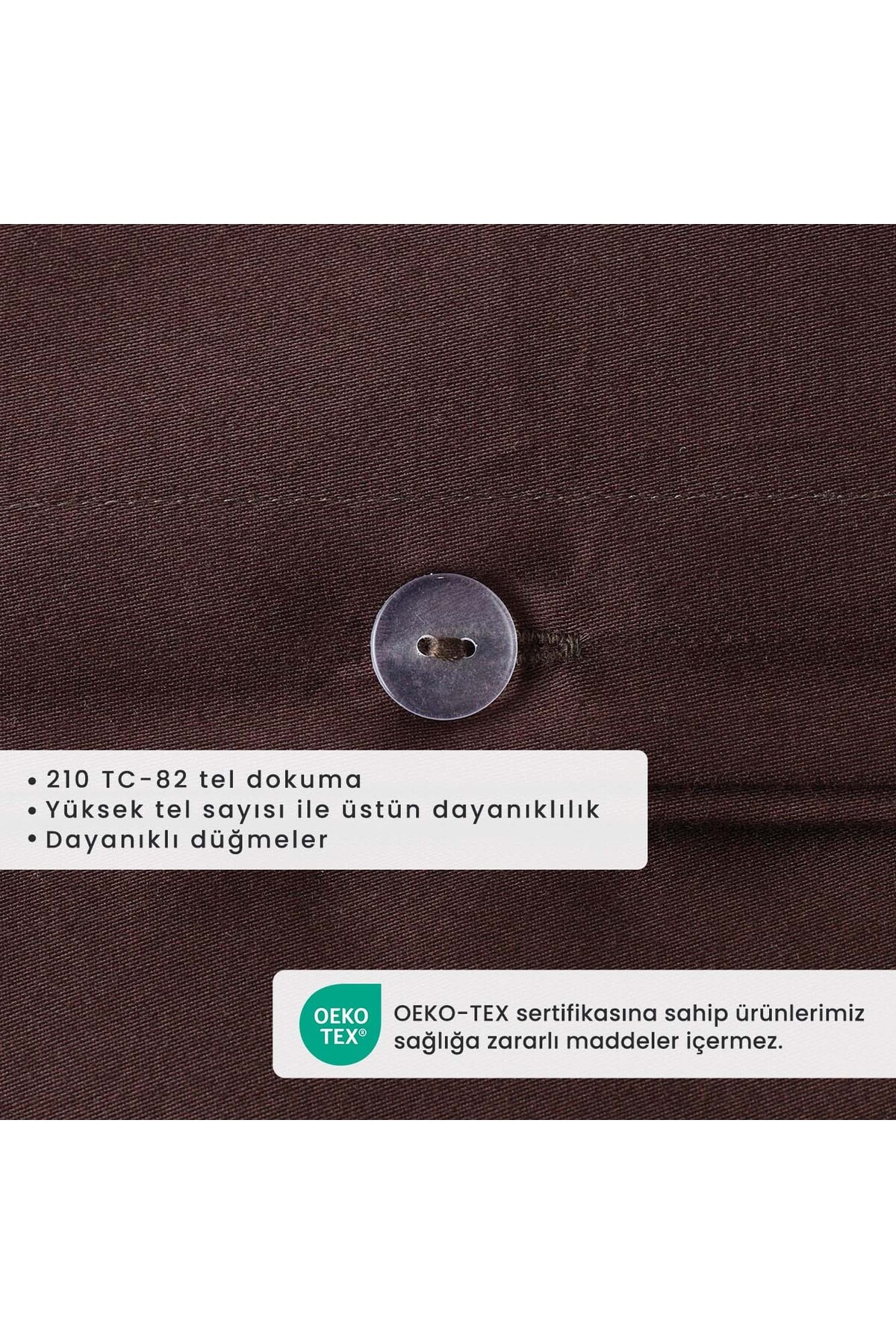 %100 Pamuk Saten Supreme Basic Super King Size Nevresim Seti Kahverengi (260x240 cm)