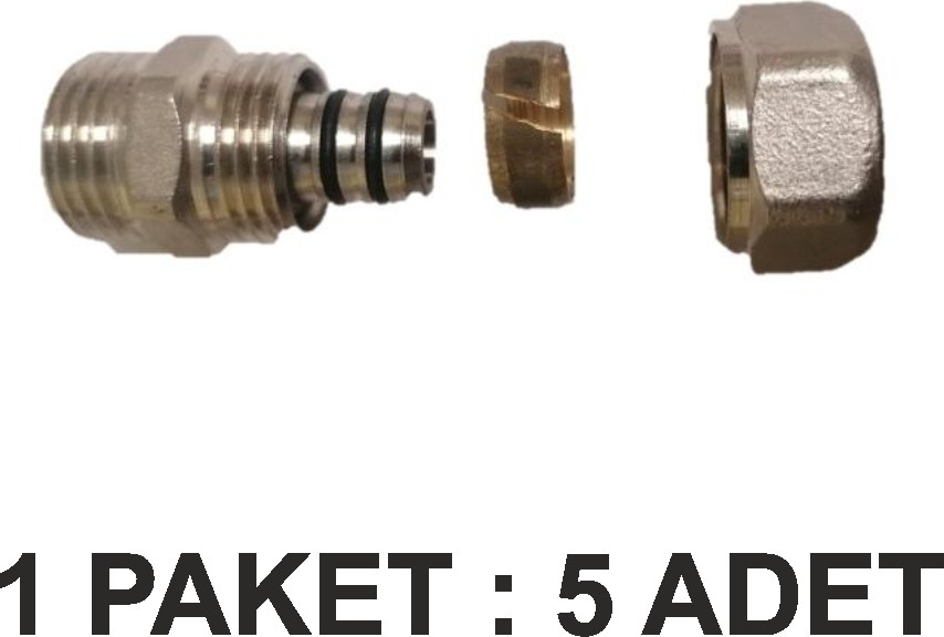 Yerden Isıstma Dış Dişli Rekor 16X2 (Hortum-Nipel) 1 Adet Paket 5 Lu