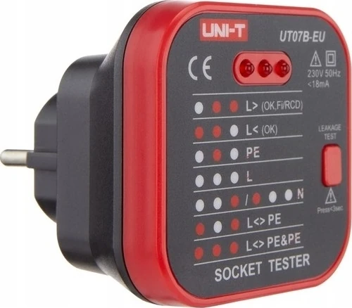 UT07B-EU Priz Test Cihazı 230V 50Hz Akıllı Test Cihazı Ekipman Hasarını Önler