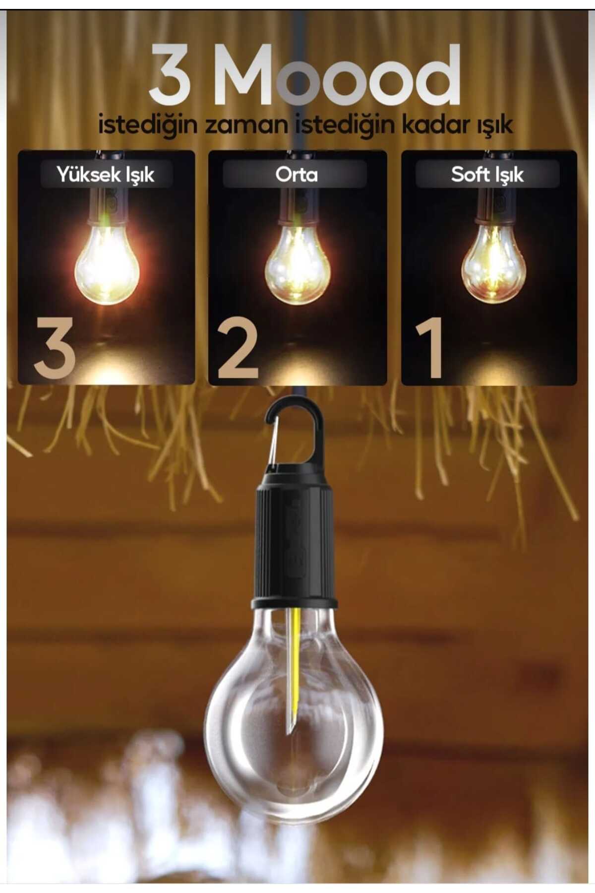 Taşınabilir Solar USB Şarjlı Led Ampül Outdoor Kamp Bahçe Lambası Askılı Kırılmaz Led Işık Kumandalı