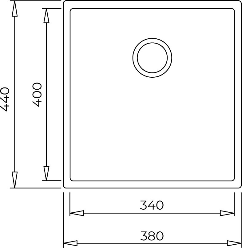 SQUARE 34.40 TG BRIGHT CREAM Tezgahaltı Granit Eviye Krem 34 cm 115230033