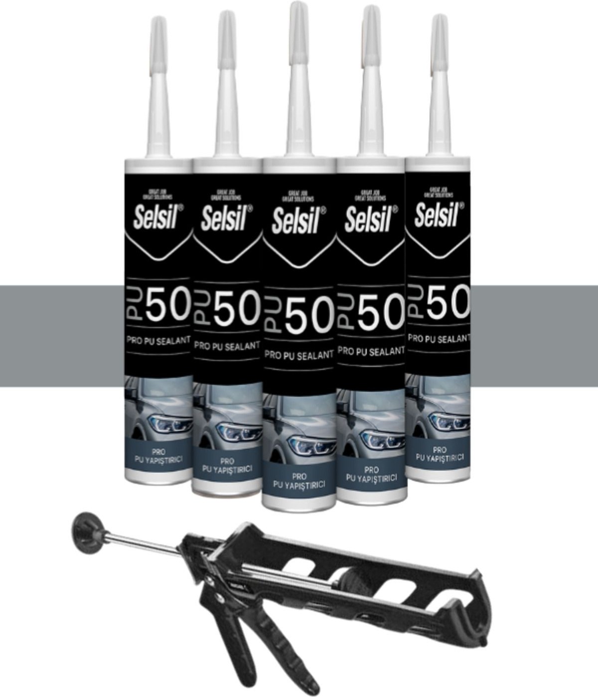 Pu Mastik 280 Ml. Gri (5 Adet), Plastik Tabanca