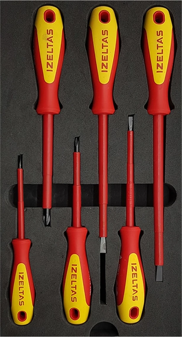 Izeltaş 1000V Izoleli Elektrikçi Tornavida Seti (6 Parça)