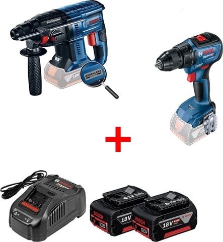 BOSCH Promix Set Gbh 180-LI Kırıcı Delici +Gsr 18-50 Akülü Vidalama Brushless Motor Kömürsüz 18 V 5,0 Ah Çift Akü