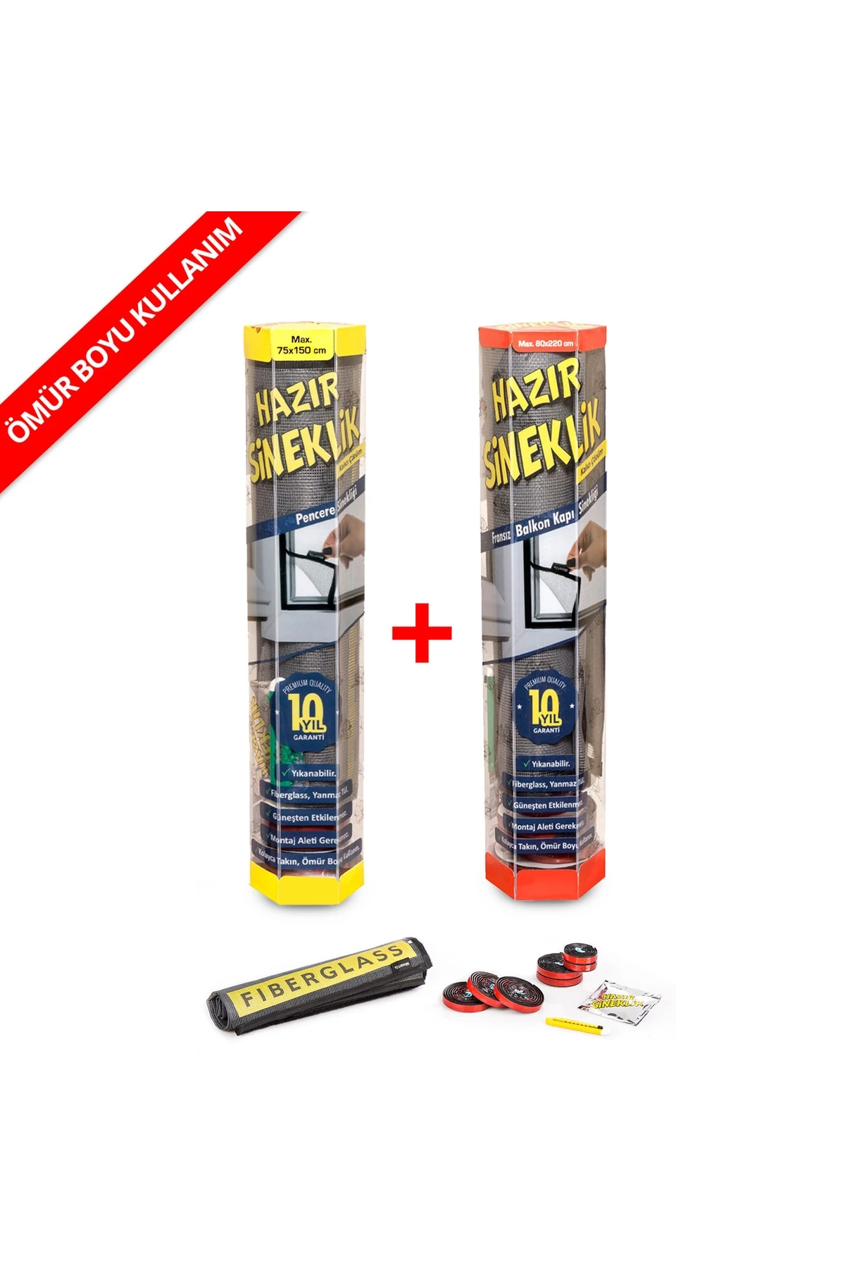 Hazır Sineklik 75x150 Cm (pencere) - 80x220cm (kapı) 2li Paket