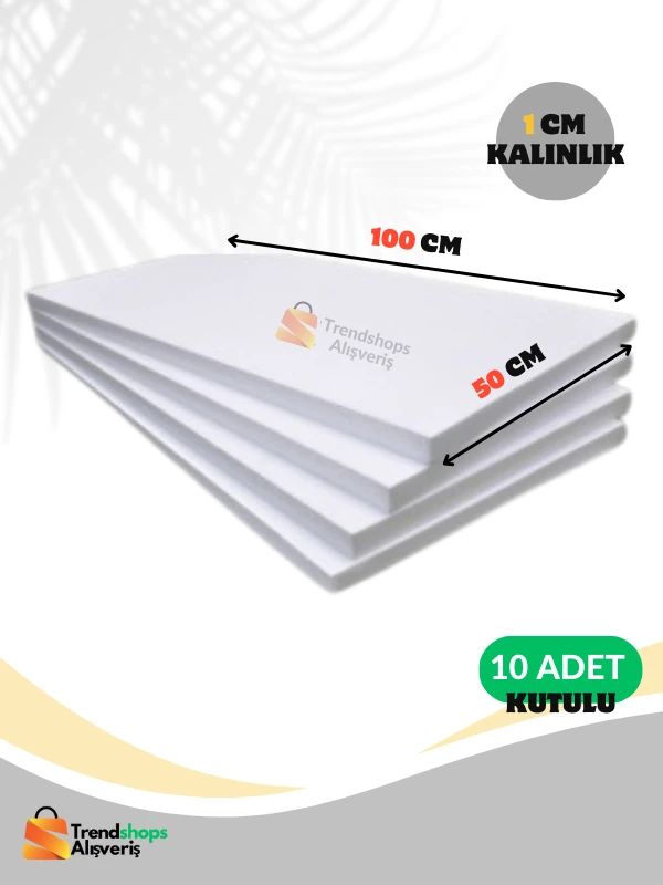 Trendshopsalışveriş 10 Adet 1cm 50X100 Eps Yalıtım Levhası Kutulu