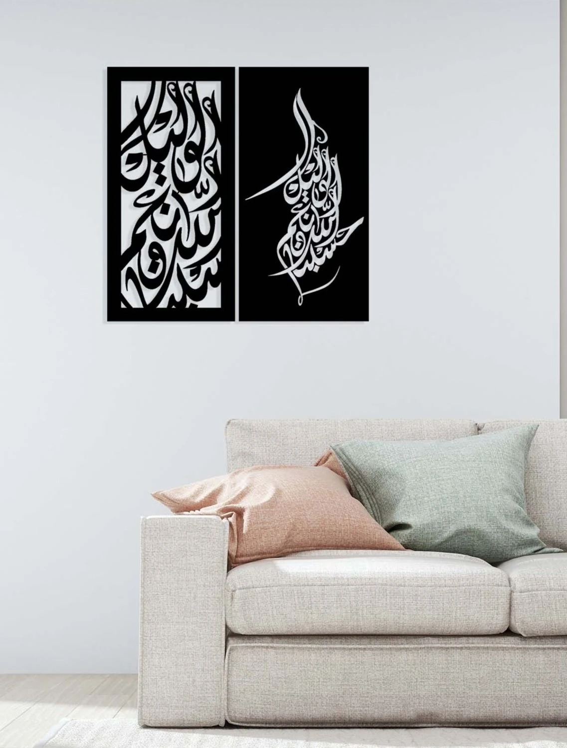 -Hasbünallahû Ve Ni'mel Vekil Islami Metal Tablo - Islami Ev Dekorasyonu - Dini Duvar Tabloları - 80 X 80 - Cm - Sıyah-Islm-011