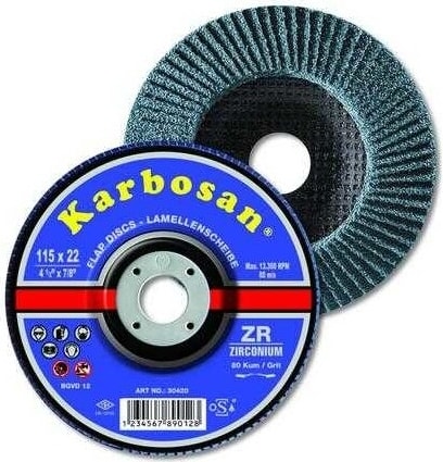 KARBOSAN Flap Disk 115 Zr 80 Kum Zirkonyum (10 Adet)