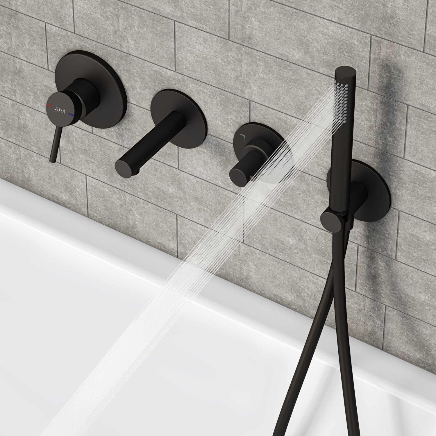 VitrA Origin A4554336WTC 1F El Duşu Takımı, Mat Siyah
