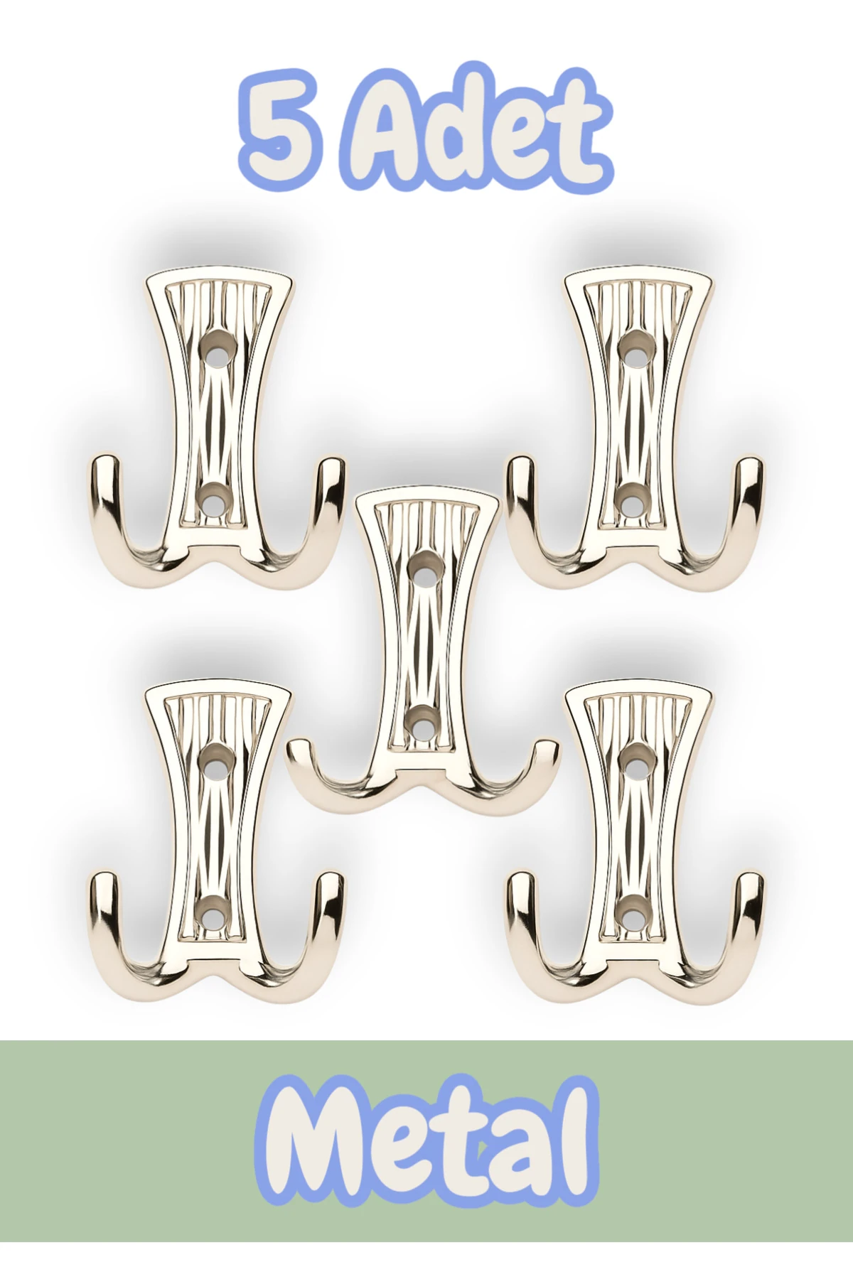 Troy Portmanto Vestiyer Duvar Dolap Elbise Askısı Krom Metal Mobilya Kapı Askılığı Askılık (5 Adet)