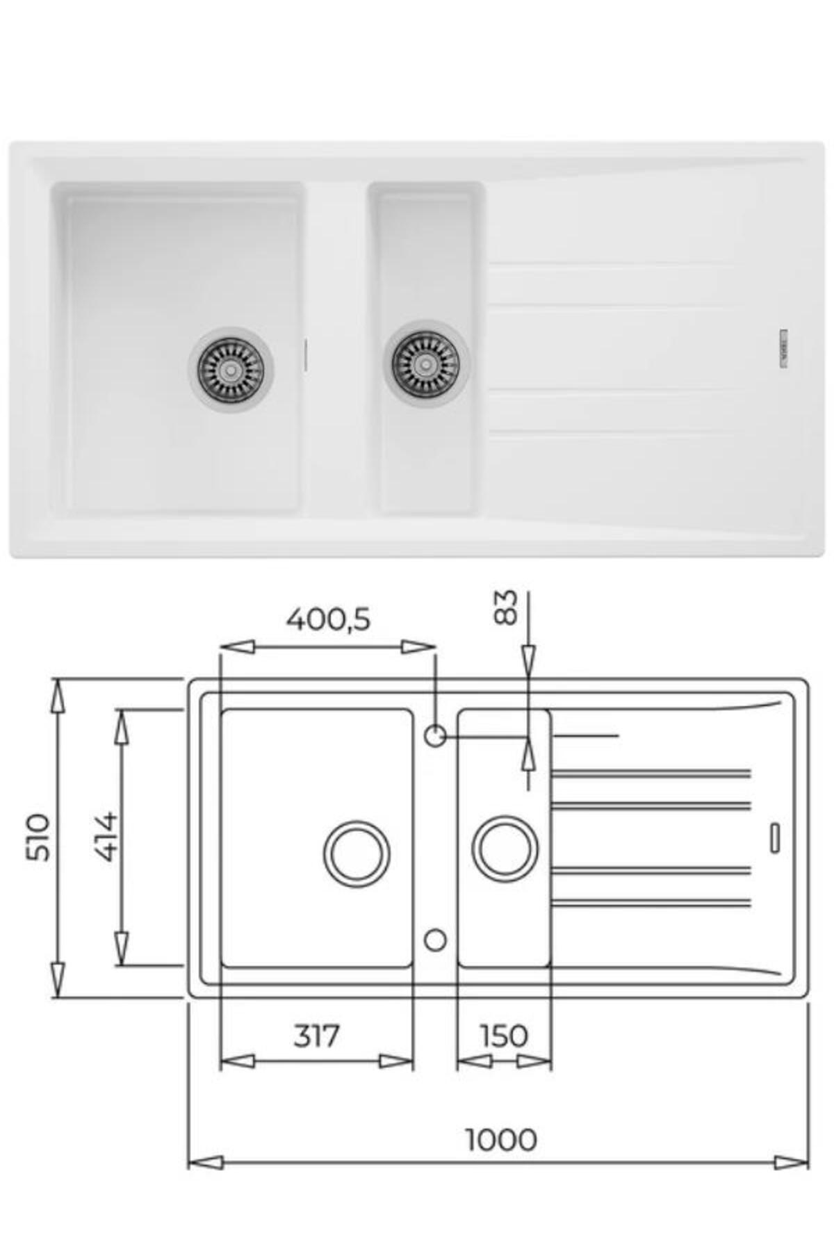 Stone 60/ın 995 Eviye Armatür Seti (BEYAZ)