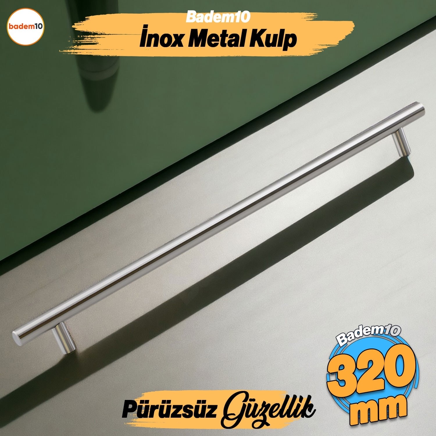 Rosemary Inox Metal Kulp (320 Mm-32 cm) Mobilya Mutfak Çekmece Dolap Dolabı Kulpu Kulbu Kulpları