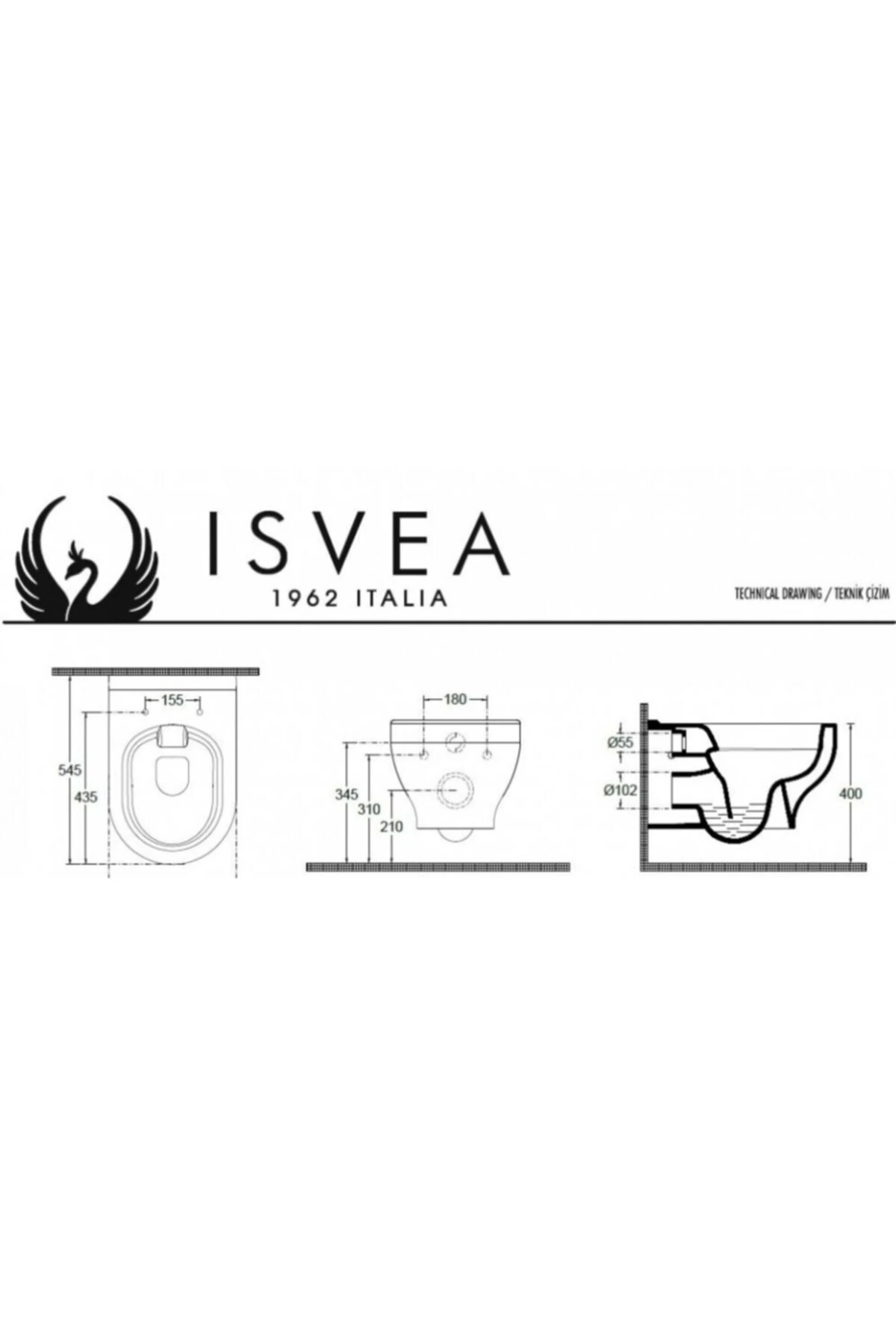 İtalyan Isvea Soluzione Xı Kanalsız Asma Klozet - Sessiz Kapak Yavaş Kapanan Kapak