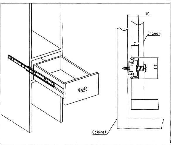 Bilyeli Çekmece Rayı 17 mm 406 mm