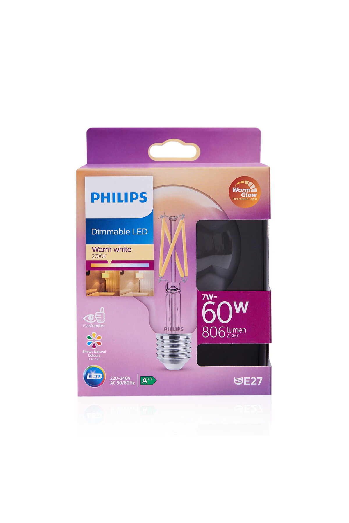 Dim Edilebilir Filament 806Lm Şeffaf Ampul 7/60 W G93 E27 - 2700K Sarı Işık