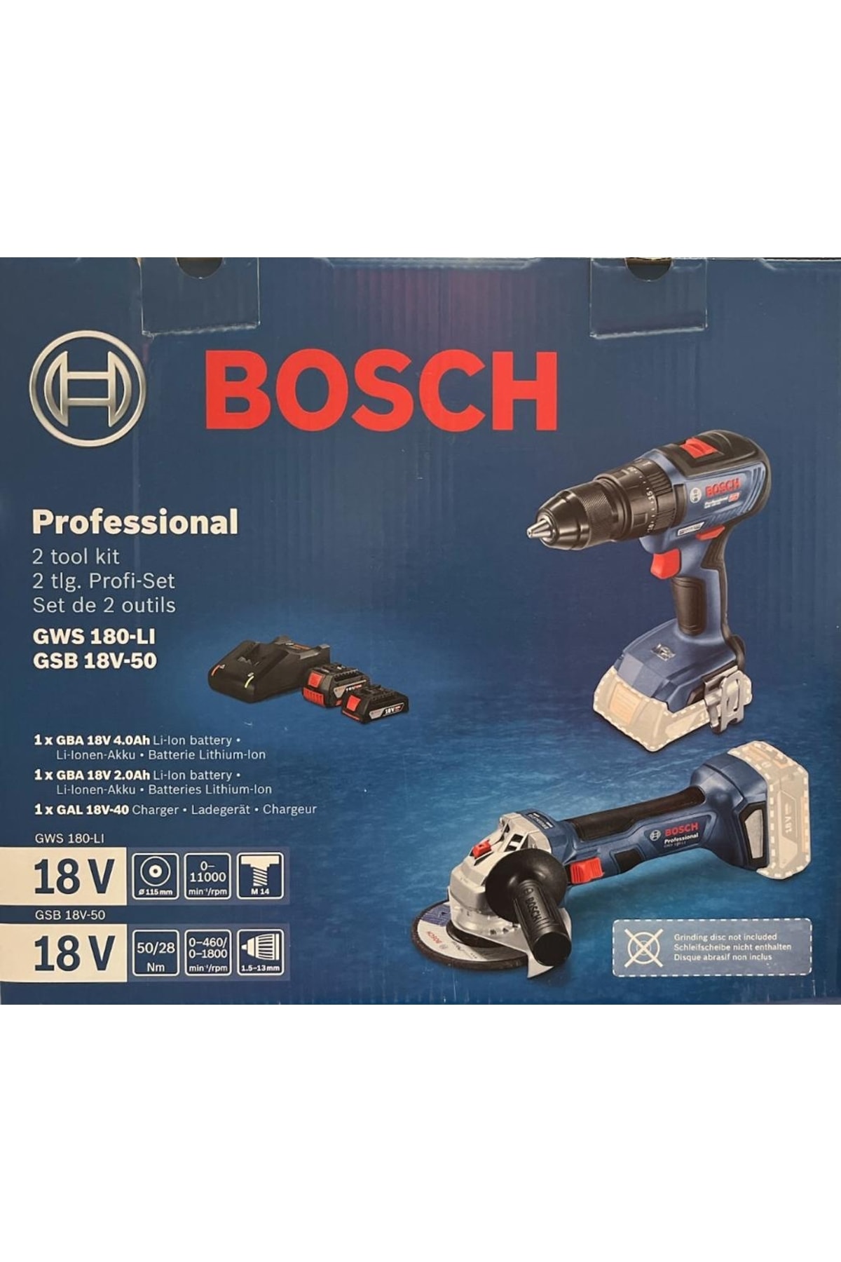 BOSCH Professional Gsb 18v-50 Vidalama ( 50 Nm ) Ve Gws 180-li ( 125 Mm ) Şarjlı Taşlama