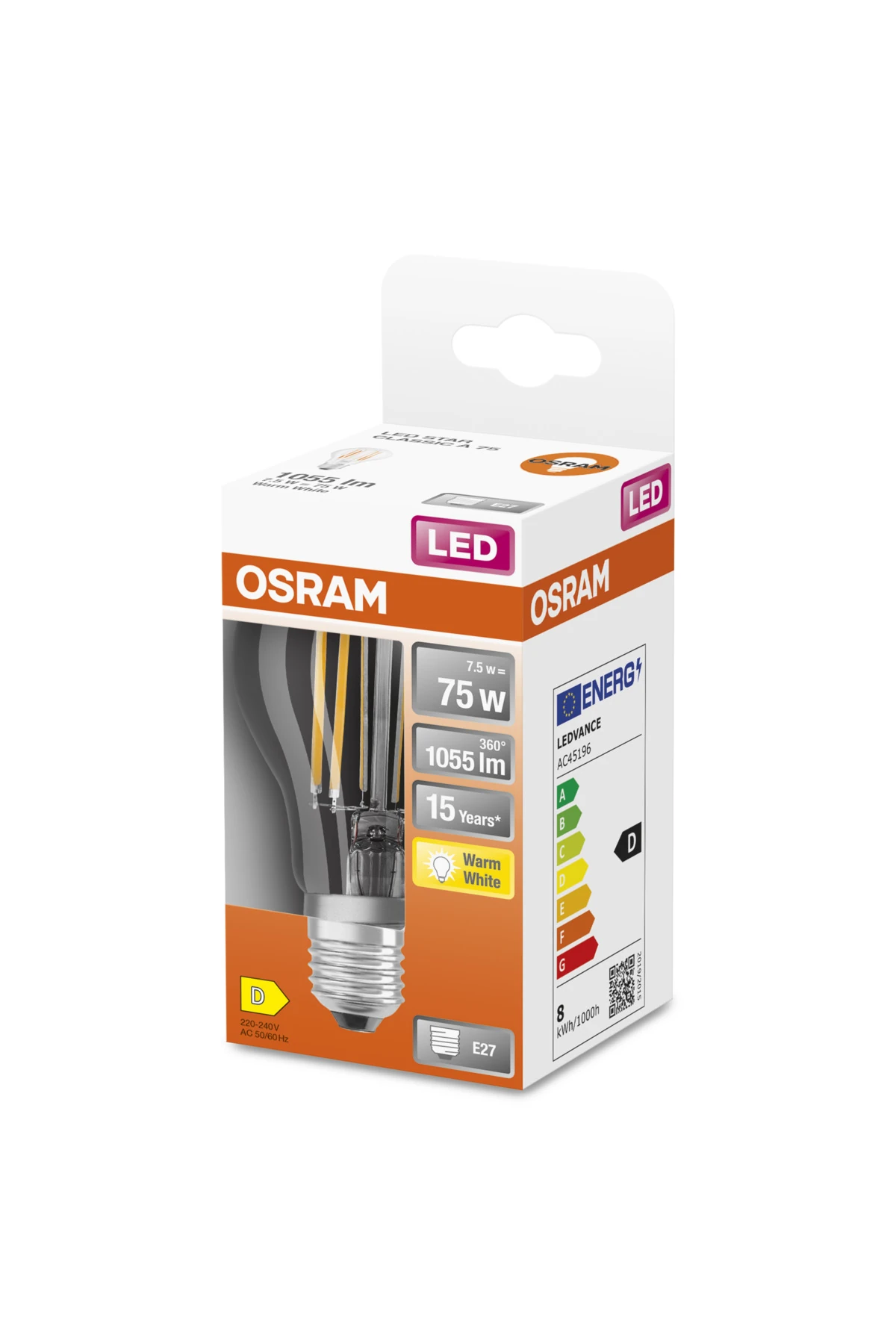 Led Flament 7.5w 2700k 1055lm E27 Duy Sarı Işık Ampul