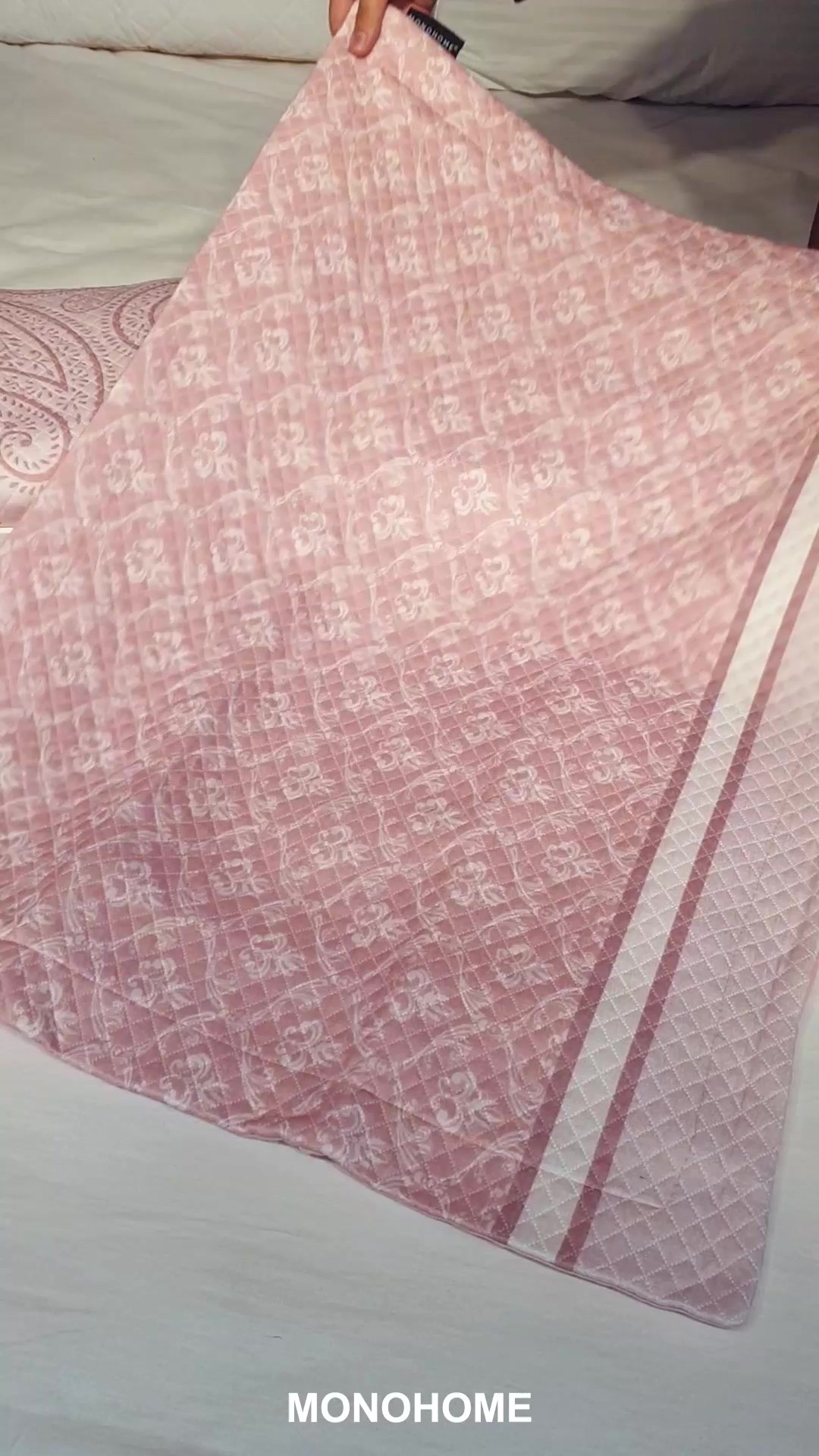 Pike Takımı Pamuklu Çift Kişilik Jakar Dokuma Yatak Örtüsü Pink Sumurg