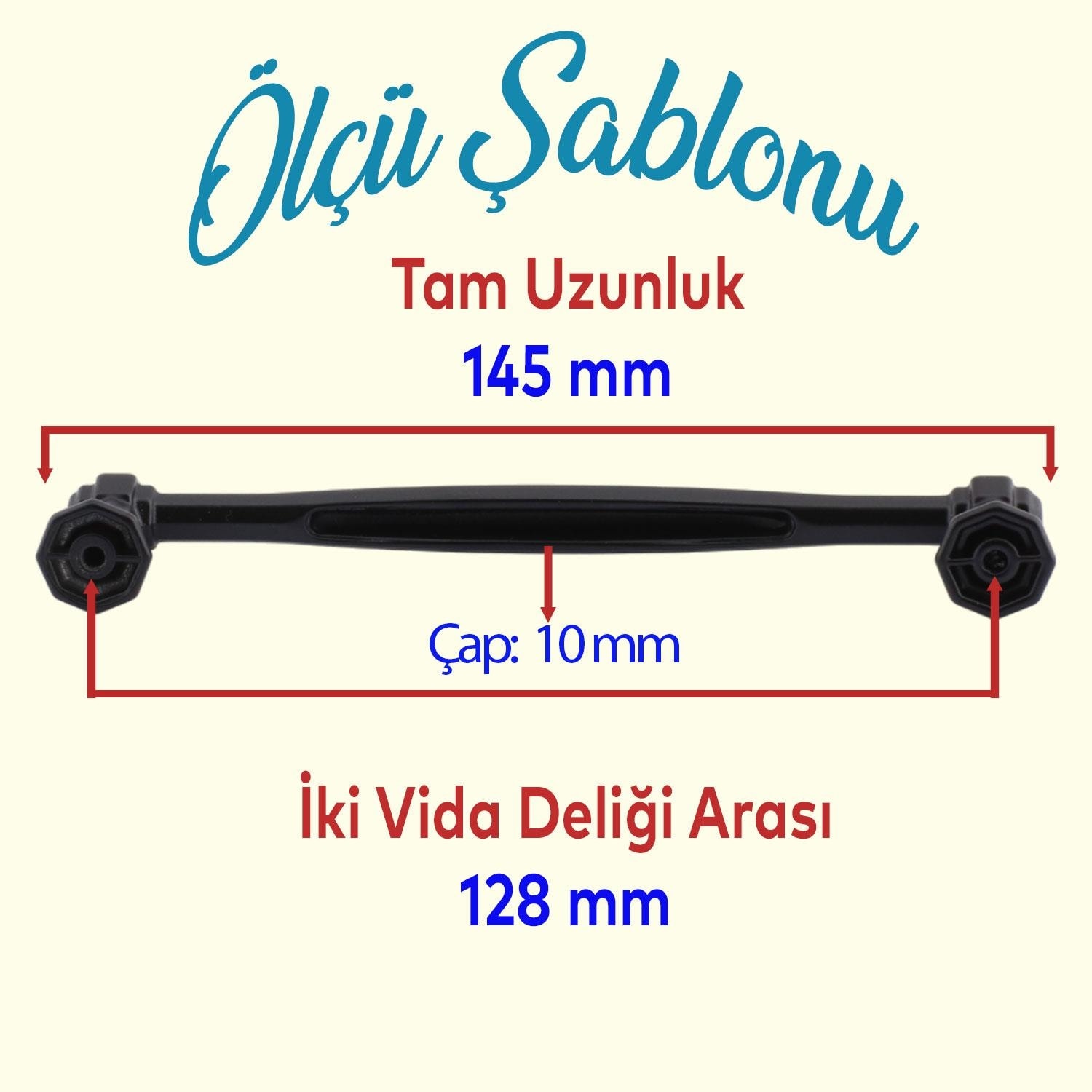 Mobilya Mutfak Dolabı Çekmece Dolap Kapak Kulbu Kulpu Metal 128 mm Siyah Kulp