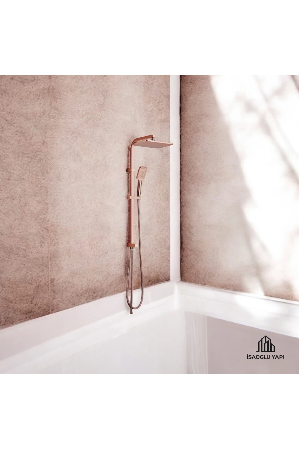 Bronz Duş Seti Bakır Banyo Bataryası Dahil Kare Premium Yağmurlama Başlık