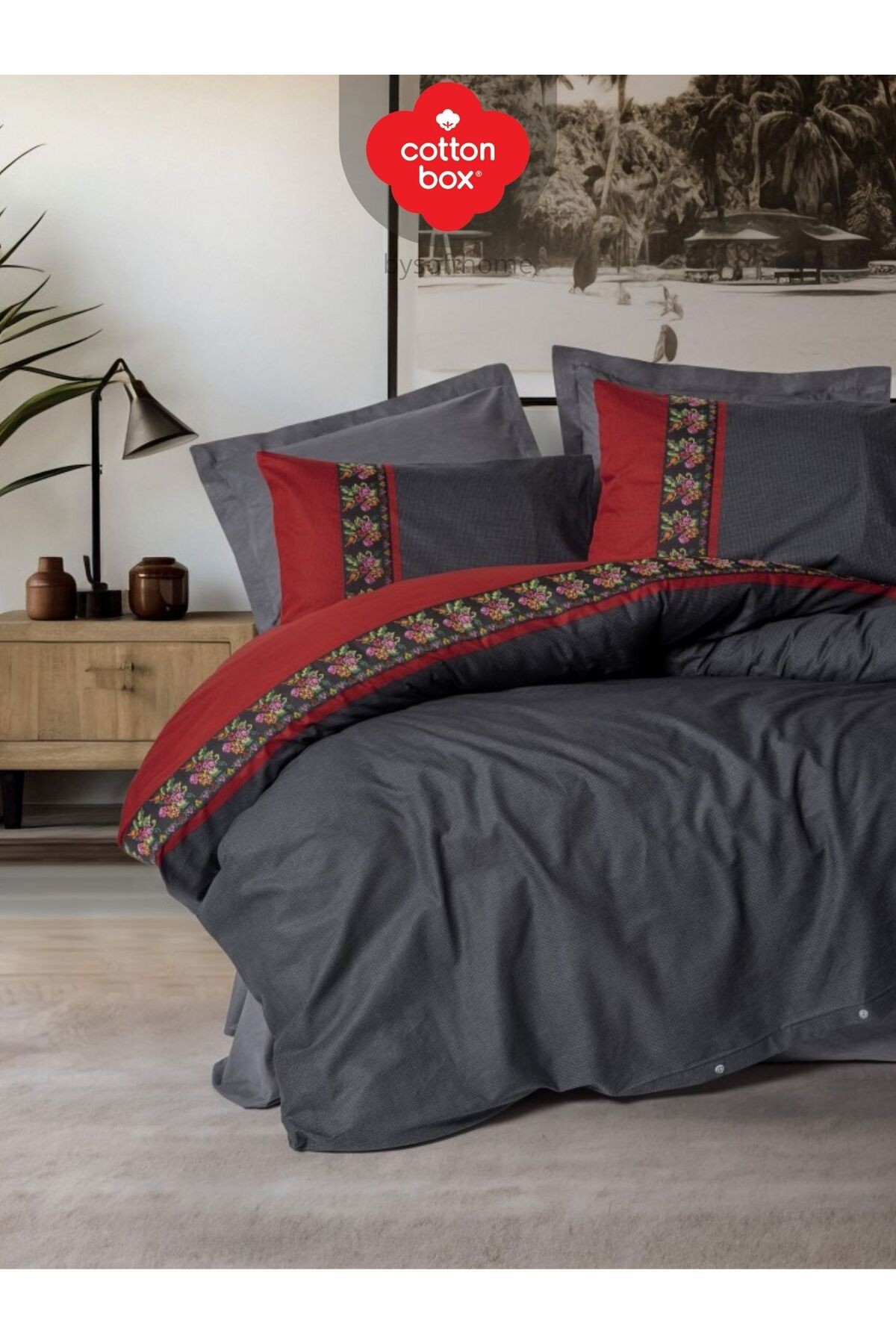 FOLKART LIENZO ANTRASIT Ranforce Çift Kişilik Nevresim Takımı %100 Pamuk